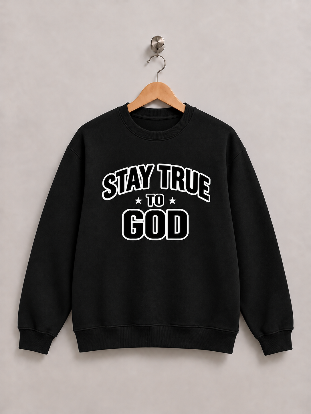 Stay True To God Crewneck- Black
