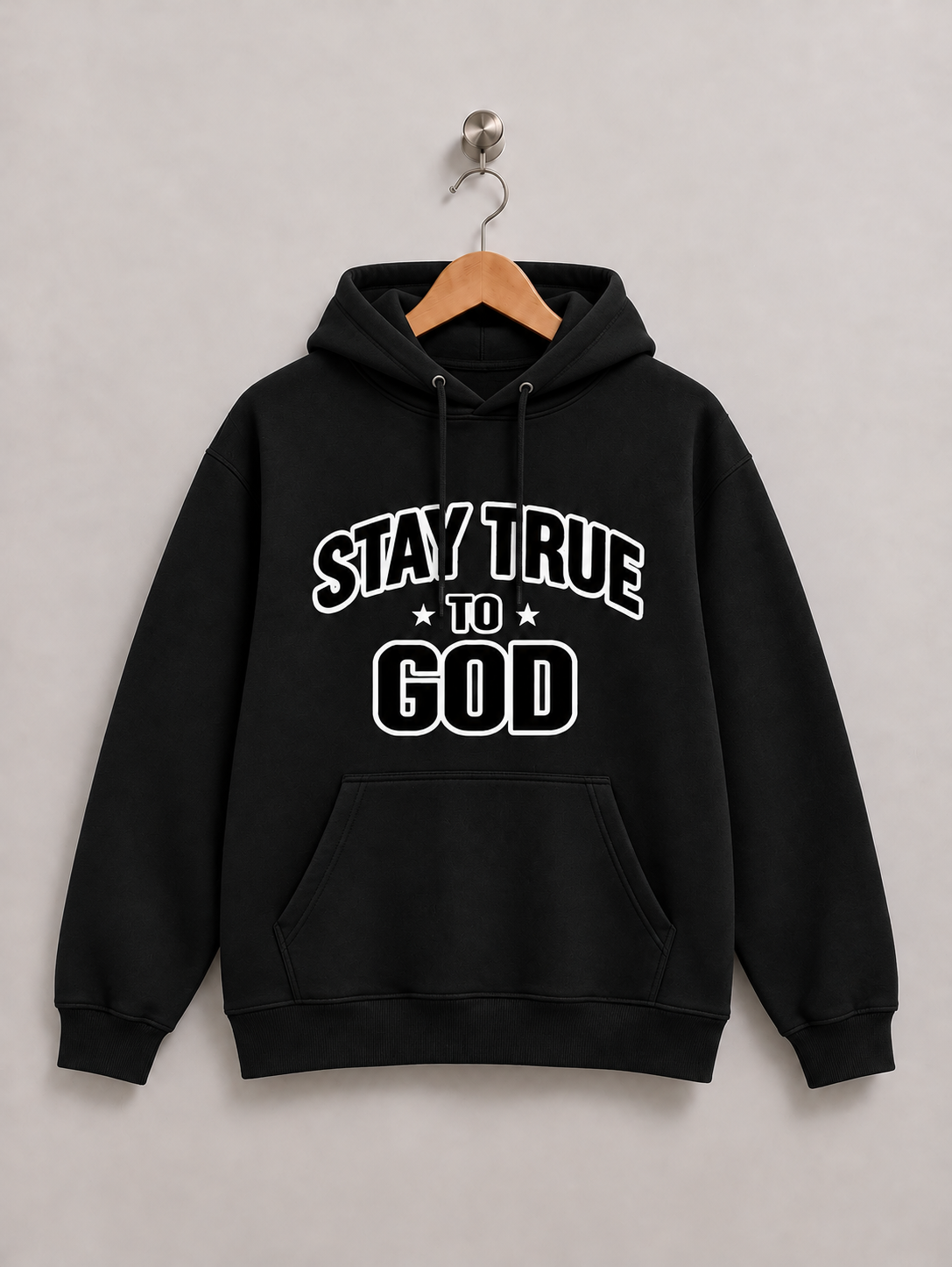 Stay True To God Hoodie- Black