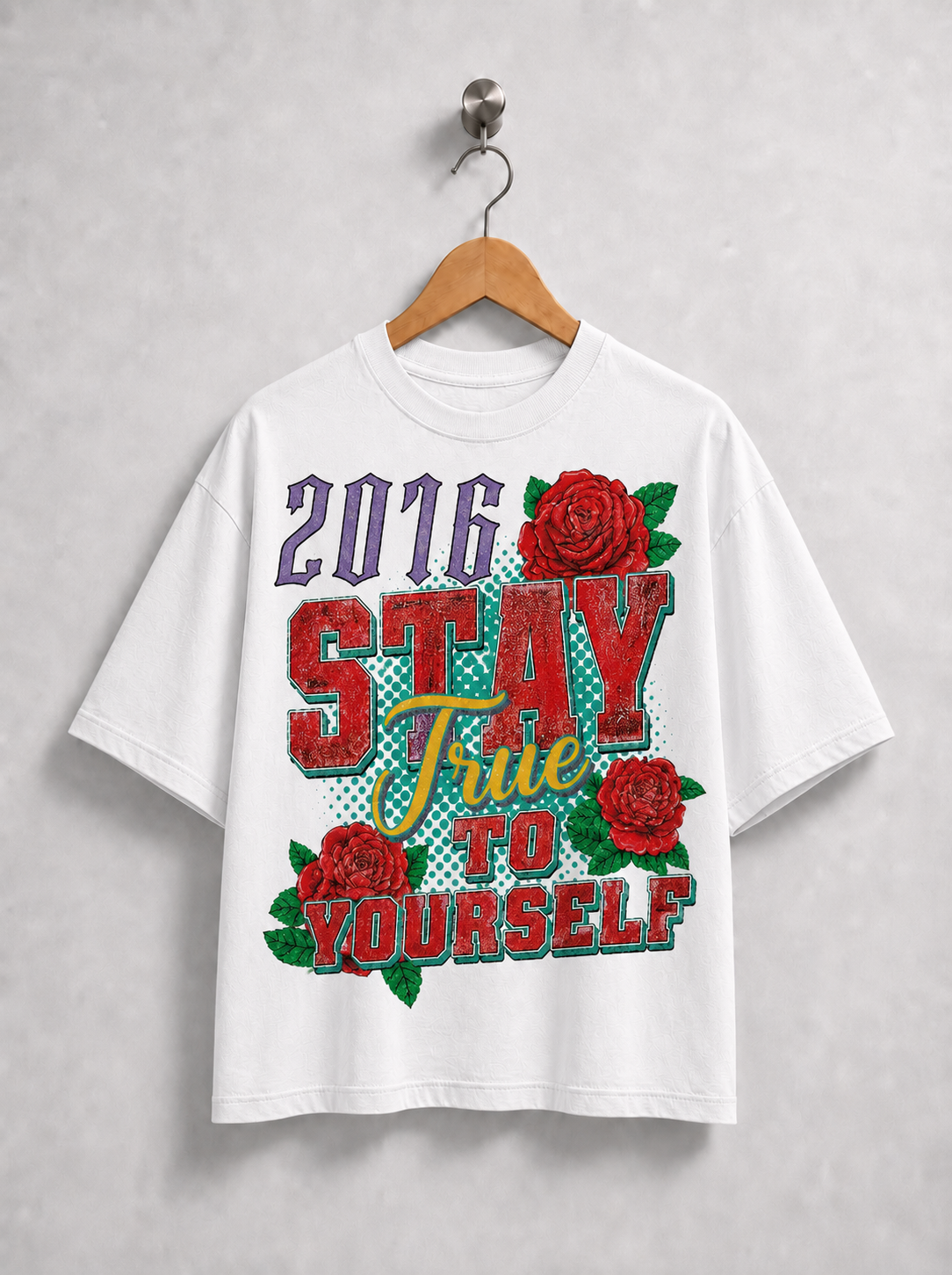 Stay True To Yourself Roses Tee- White