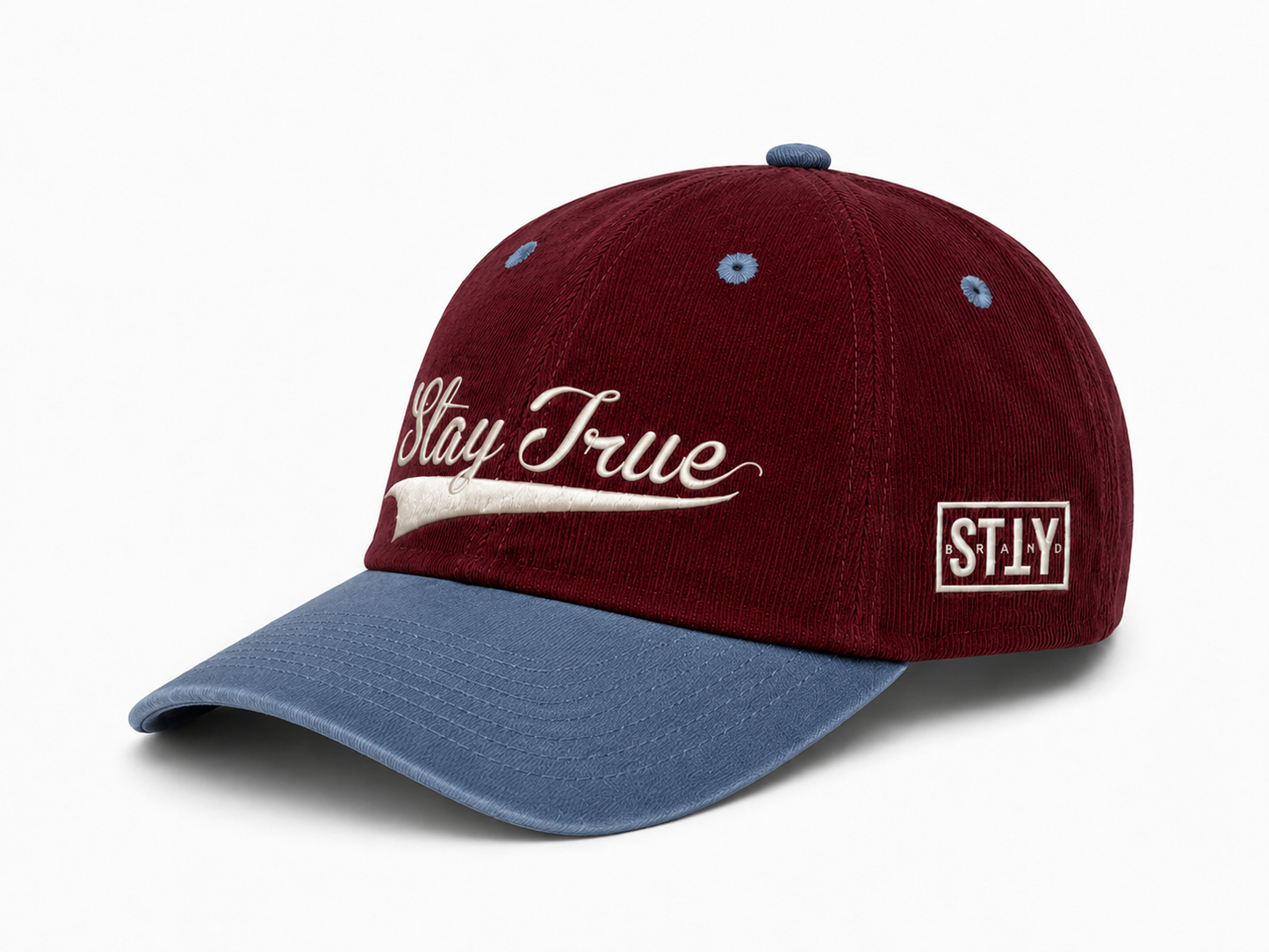 Stay True Logo Hat- Chocolate Truffle/Blue