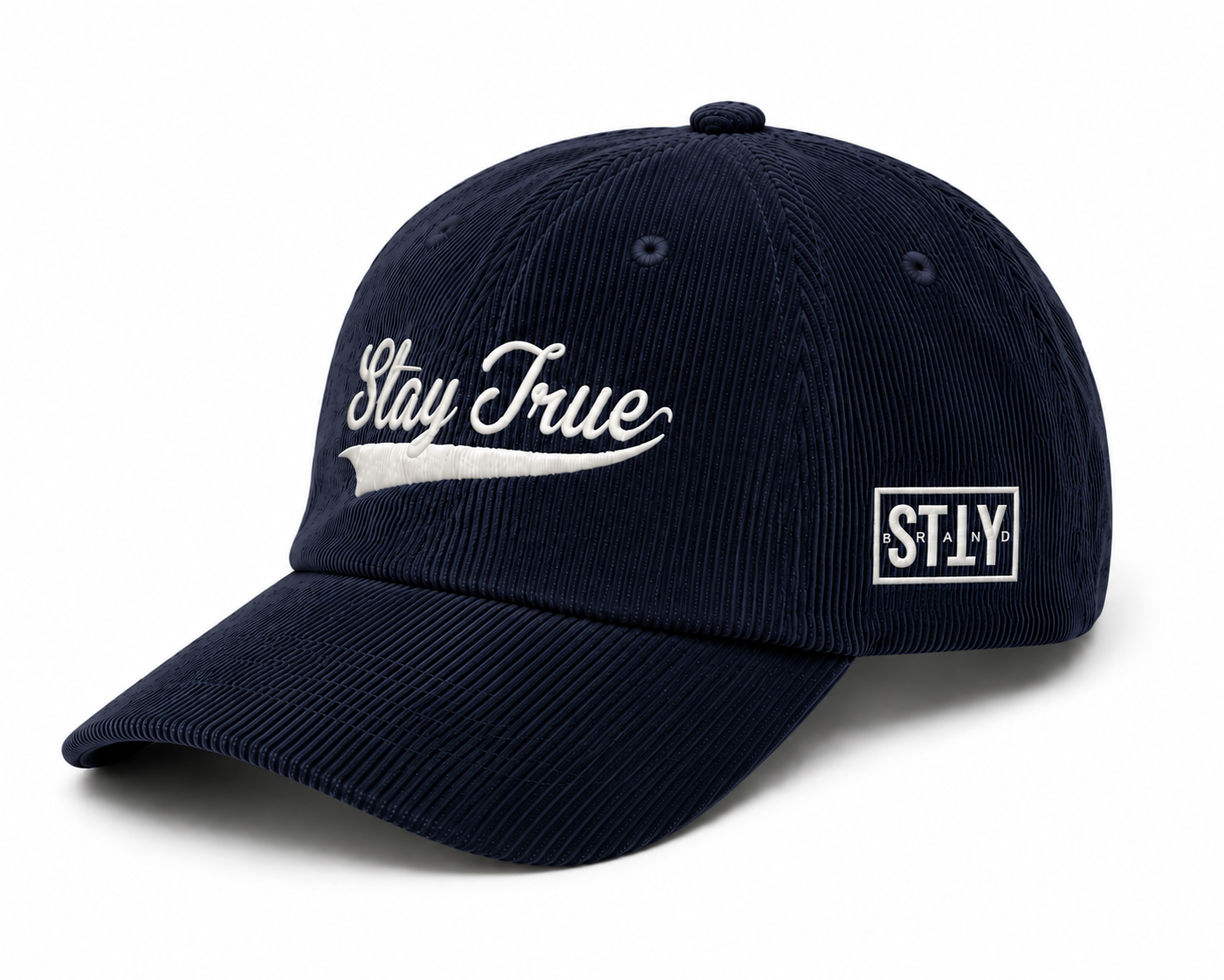 Stay True Corduroy Dad Hat- Navy Blue