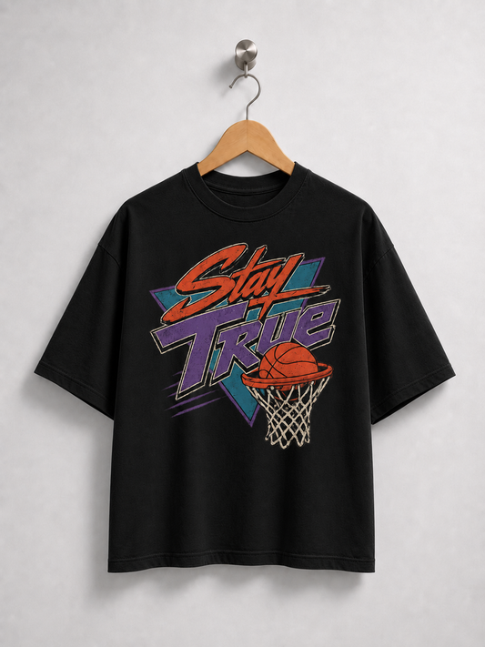 Stay True Hoops Tee- Black