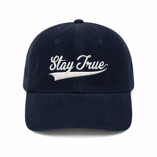 Stay True Corduroy Dad Hat- Navy Blue