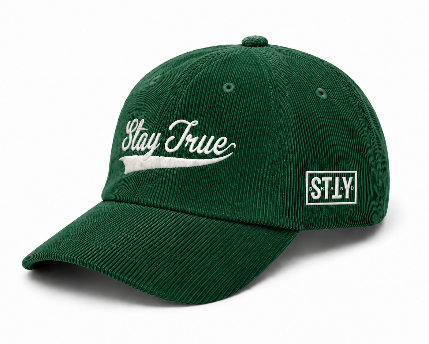 Stay True Corduroy Dad Hat- Forest Green