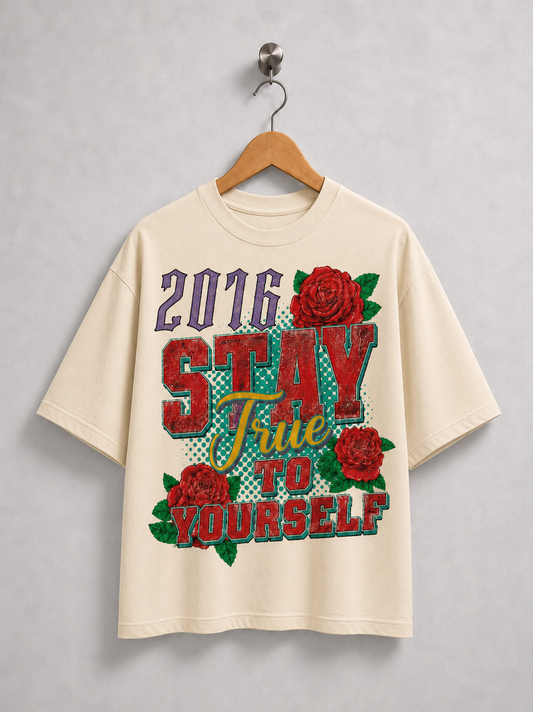 Stay True To Yourself Roses Tee- Cream