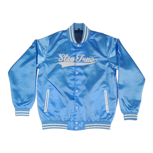 Stay True Bomber Jacket- Columbia Blue/White (Preorder)
