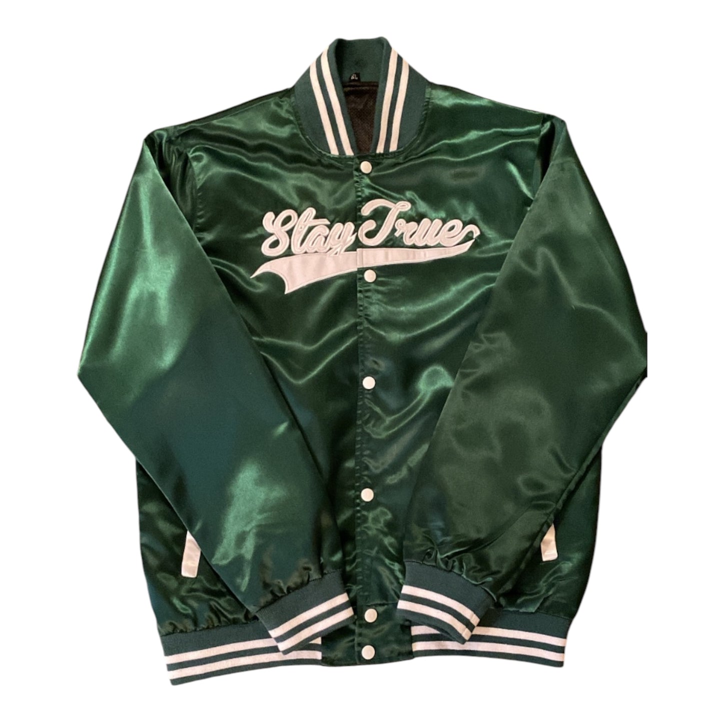 Stay True Bomber Jacket- Forest Green/White (Preorder)